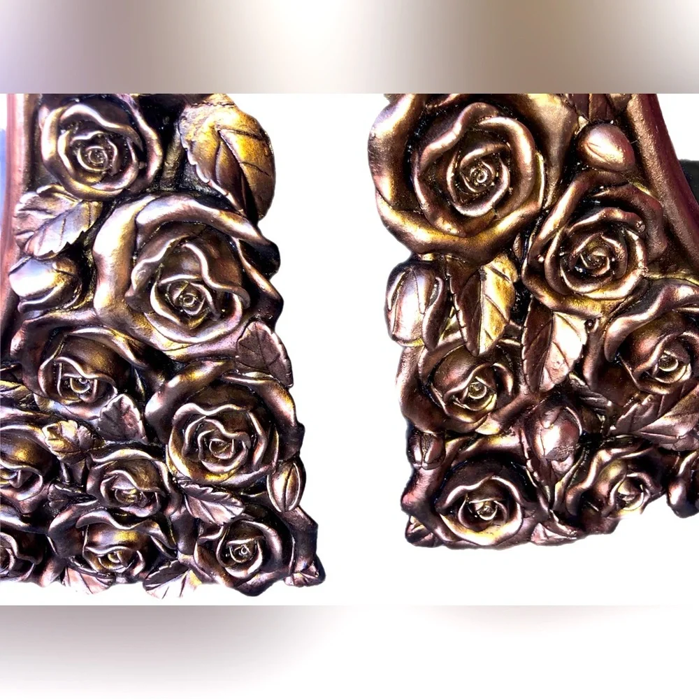 Golden Brass Frame Roses Mirror Wall Decoration Gold Valentine’s Day Gift Idea